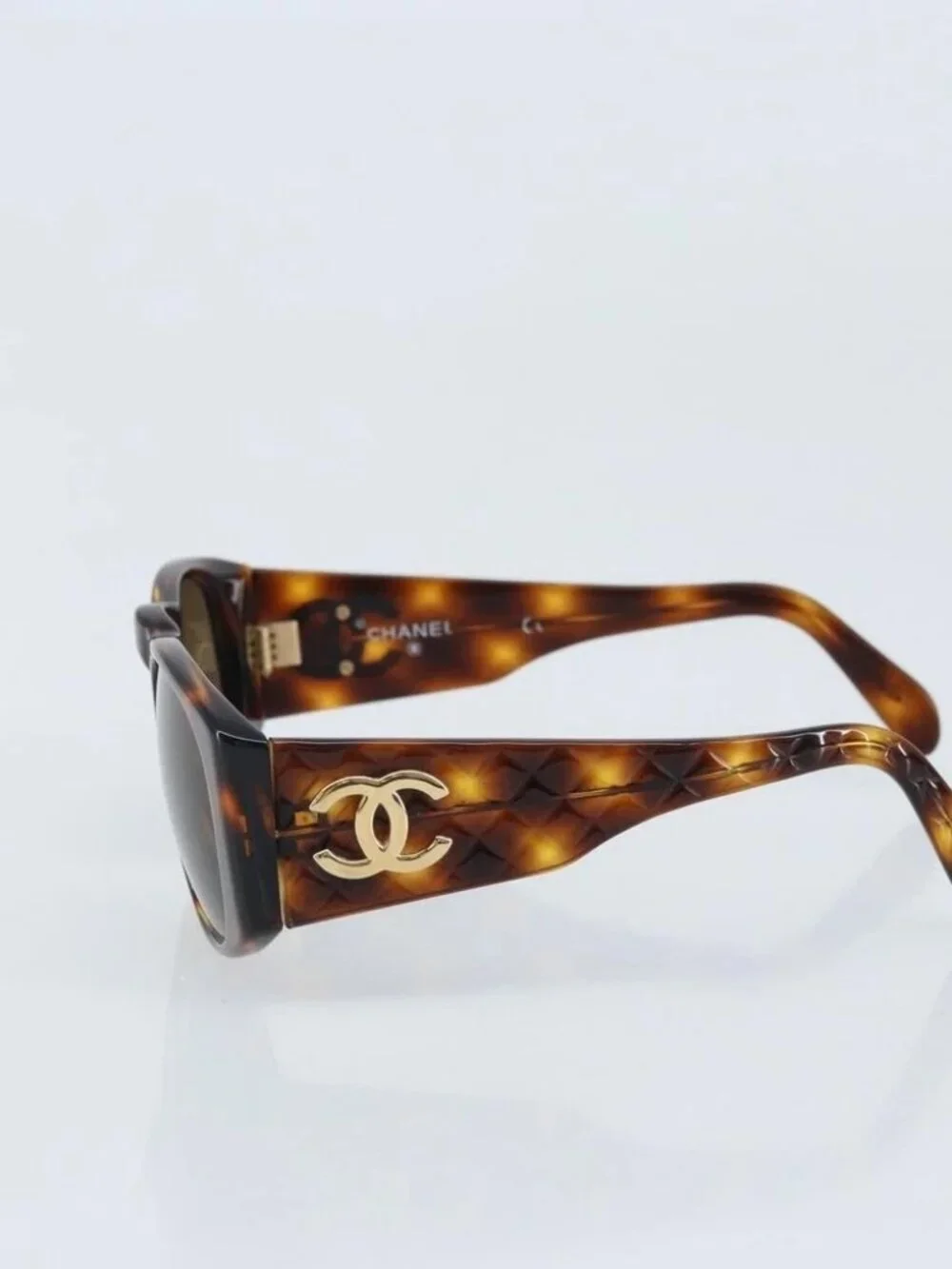 CHANEL COCO Mark Sunglasses plastic Brown 01450 91235 CC Auth BA11839